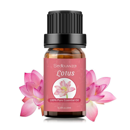 Sedbuwza Lotus Essential Oil bottle in amber glass