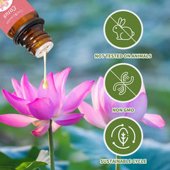 Amber glass bottles in Peony & Lotus essential oil set