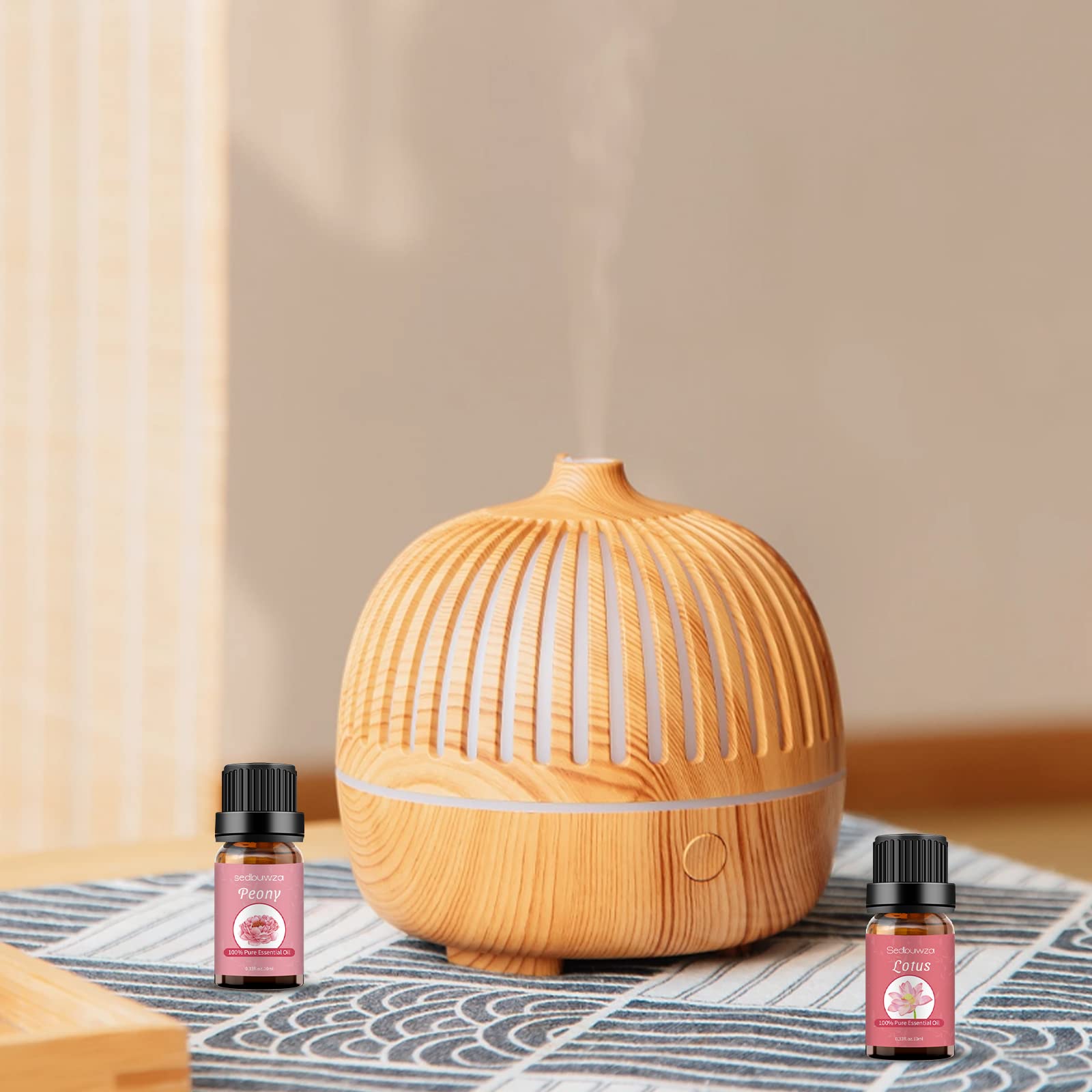 Peony essential oil label close-up