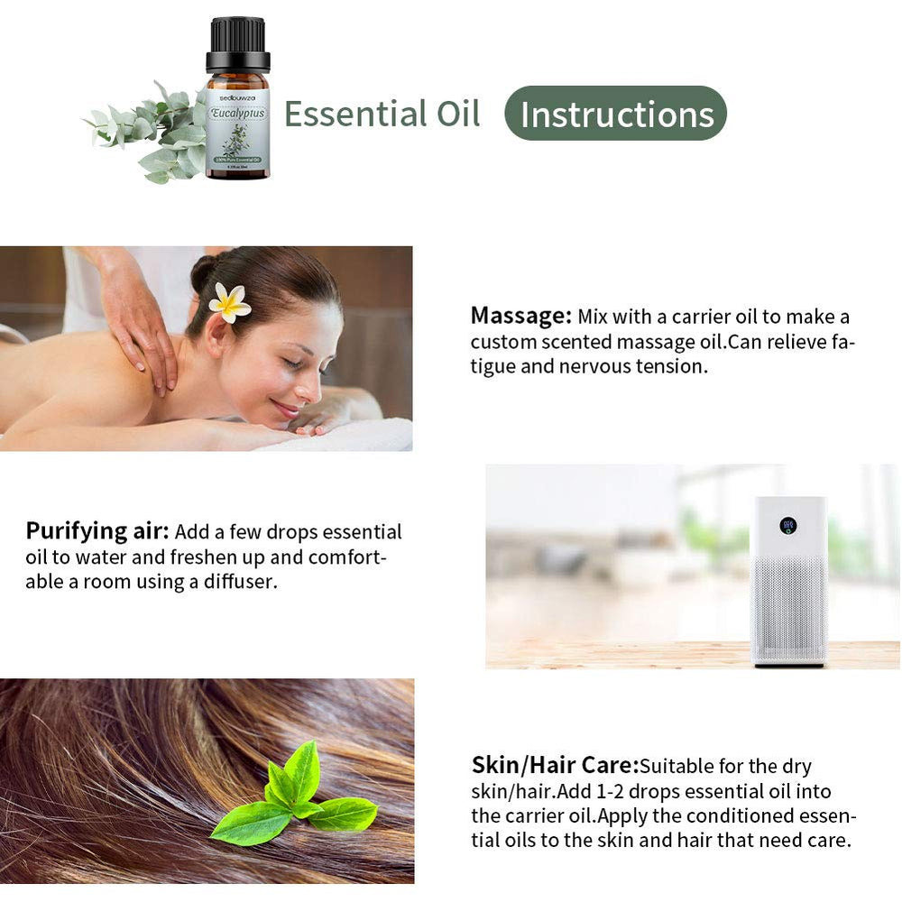 Sedbuwza 2 x 10 ml Peppermint & Eucalyptus oil set packaging