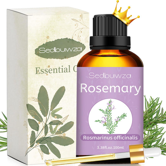 Sedbuwza rosemary essential oil in a 100ml amber bottle