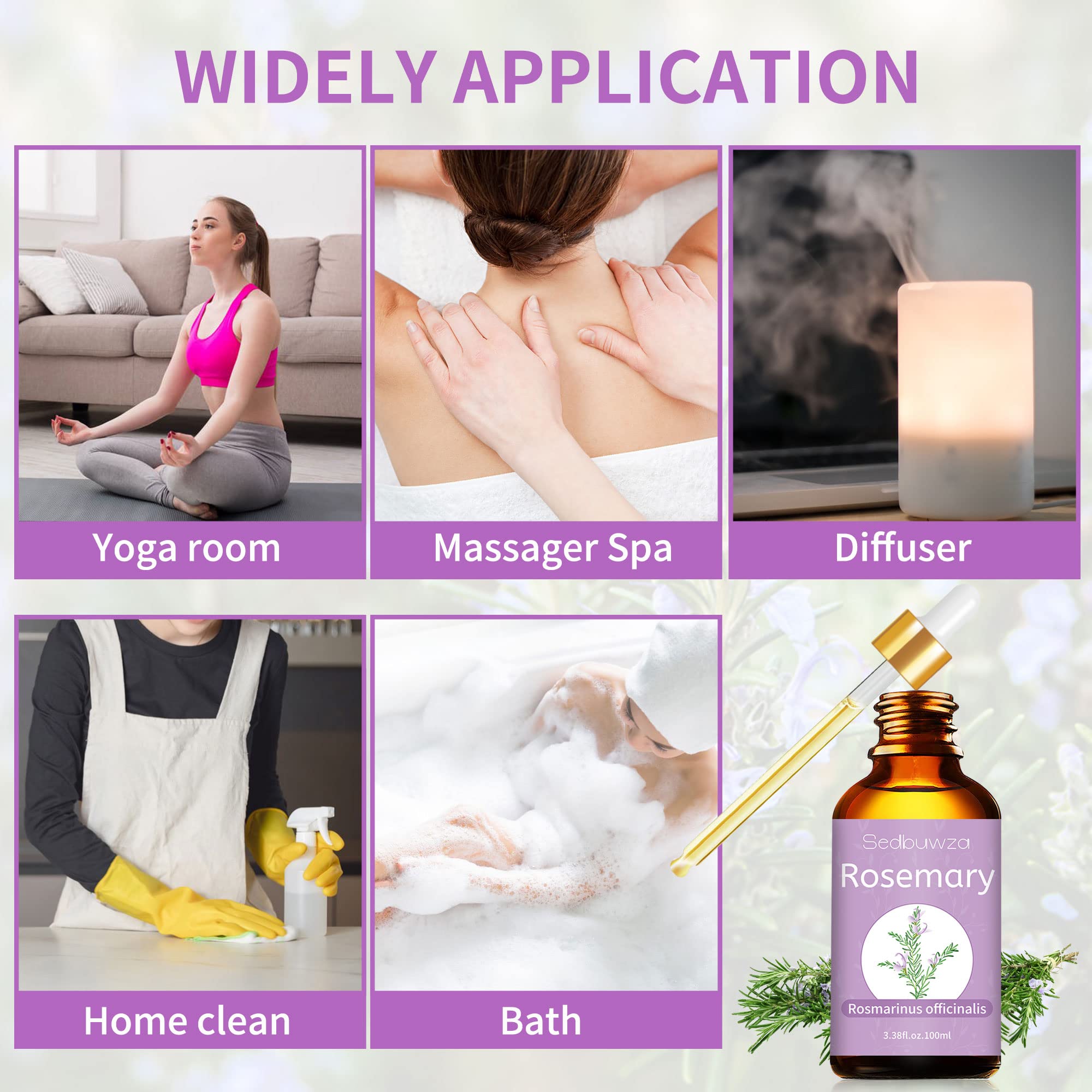 Uses include candles and soaps with rosemary essential oil