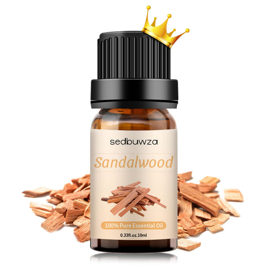 Amber glass bottle of Sedbuwza Sandalwood Essential Oil