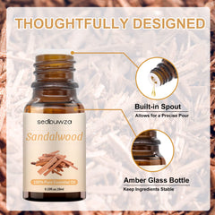 Close-up of Sandalwood essential oil ingredients