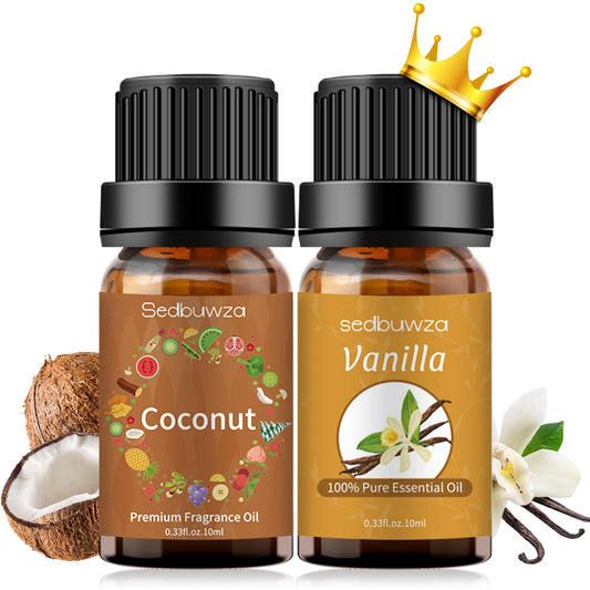 Sedbuwza vanilla coconut essential oil set with amber 2 x 10 ml bottles