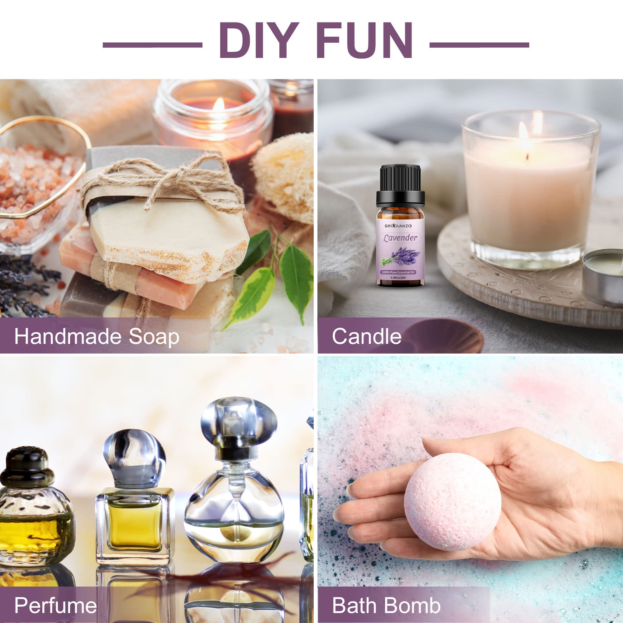 Uses including diffuser aromatherapy massage soap and candle making