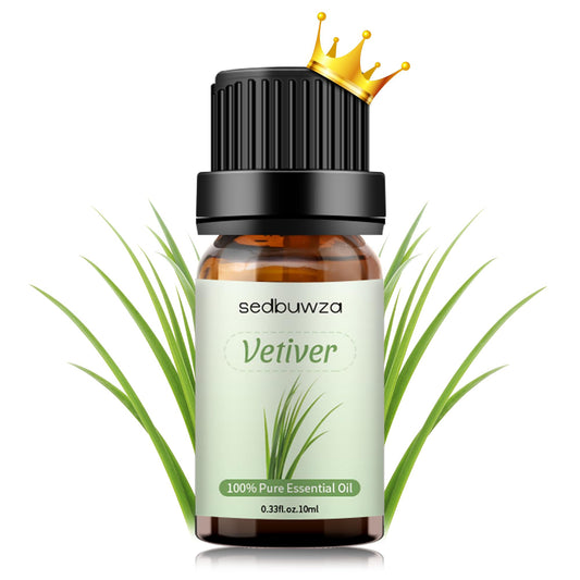 Sedbuwza Vetiver essential oil in amber glass bottle