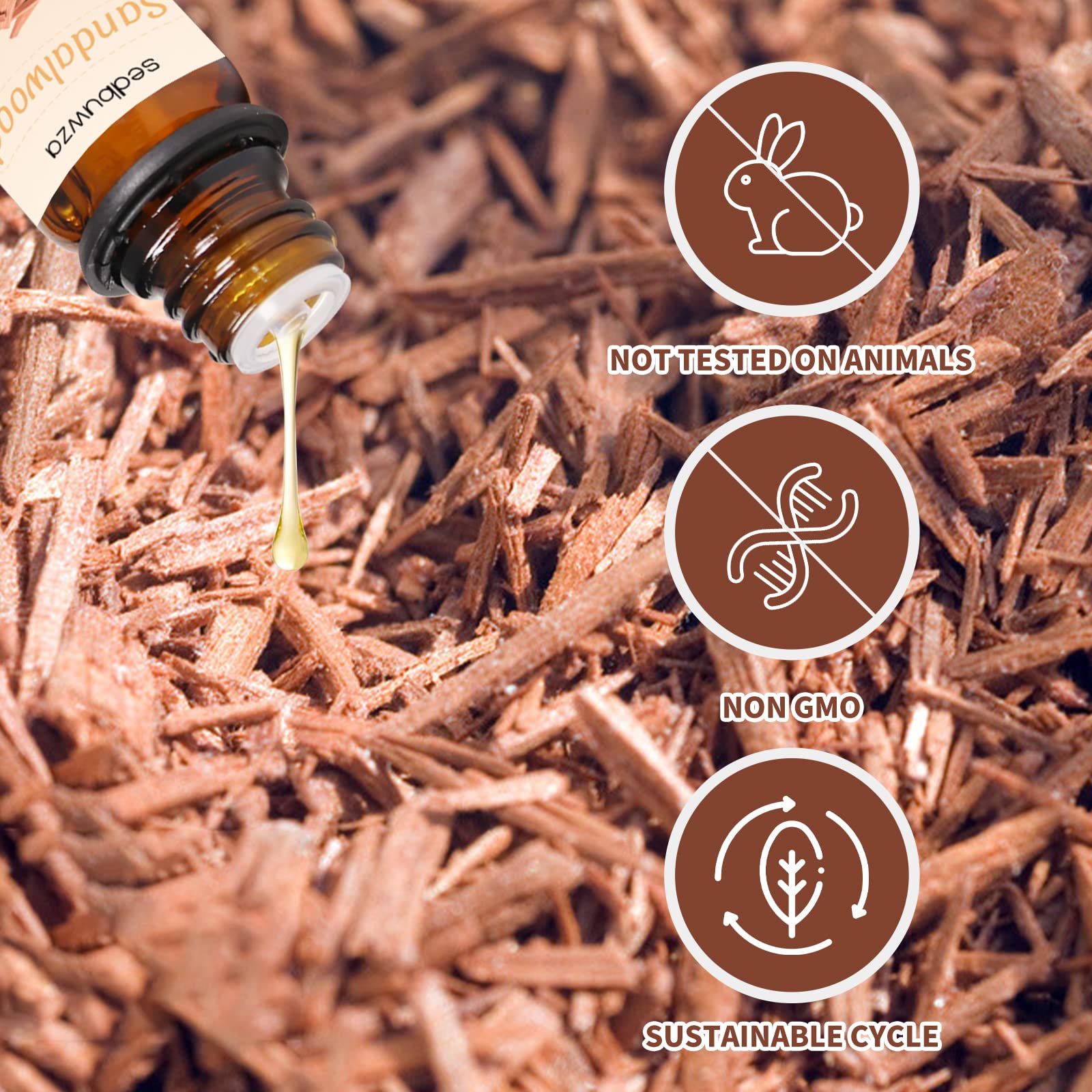 Close-up of vetiver essential oil amber bottle
