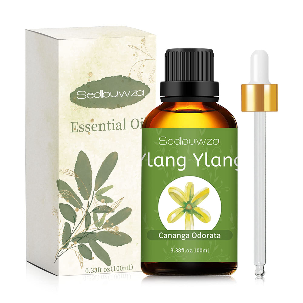 Ylang Ylang essential oil bottle label and 100ml capacity