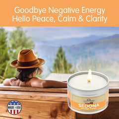 Handcrafted Sedona Smudge Candle in a compact tin for daily rituals