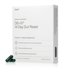 Seed 14 Day Gut Reset hero image with bottle and capsules
