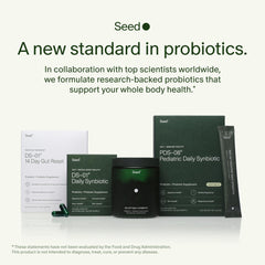 Vegan and shelf-stable label on Seed DS-01 packaging