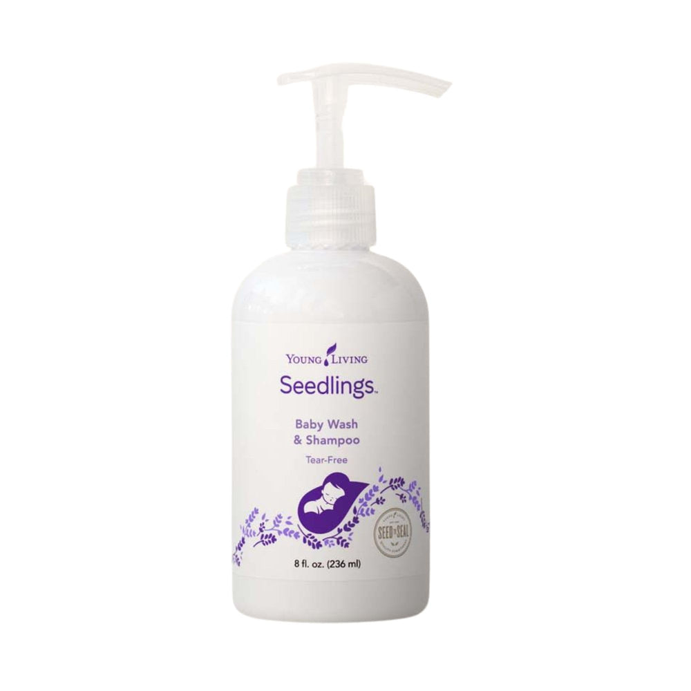 Front view of Young Living Seedlings Baby Wash & Shampoo 8 oz bottle