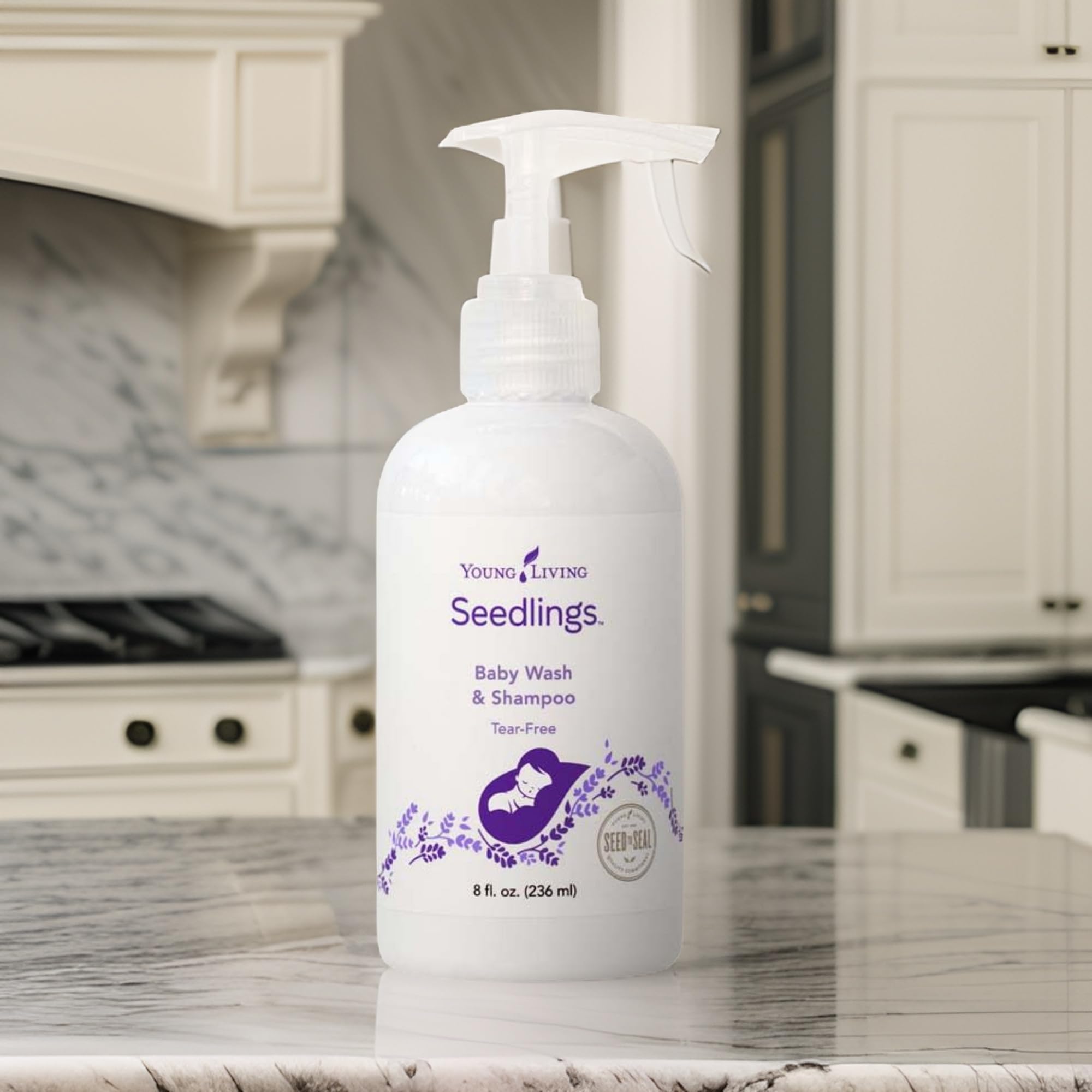 Pouring baby wash into a caregiver's hand