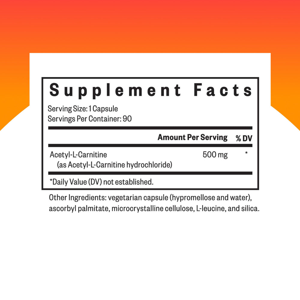 Close-up of Acetyl-L-Carnitine 500 mg capsules