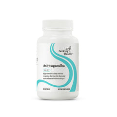 Front view of Seeking Health Ashwagandha Extract bottle with label