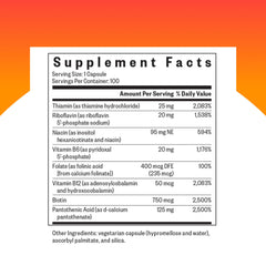 B Complex MF bottle highlighting folate and folinic acid ingredients