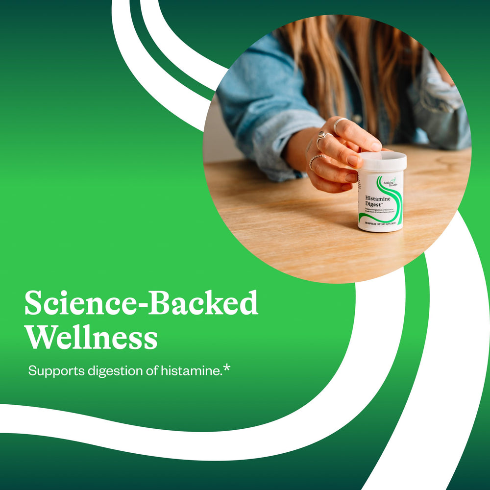Histamine breakdown icon representing DAO enzyme support