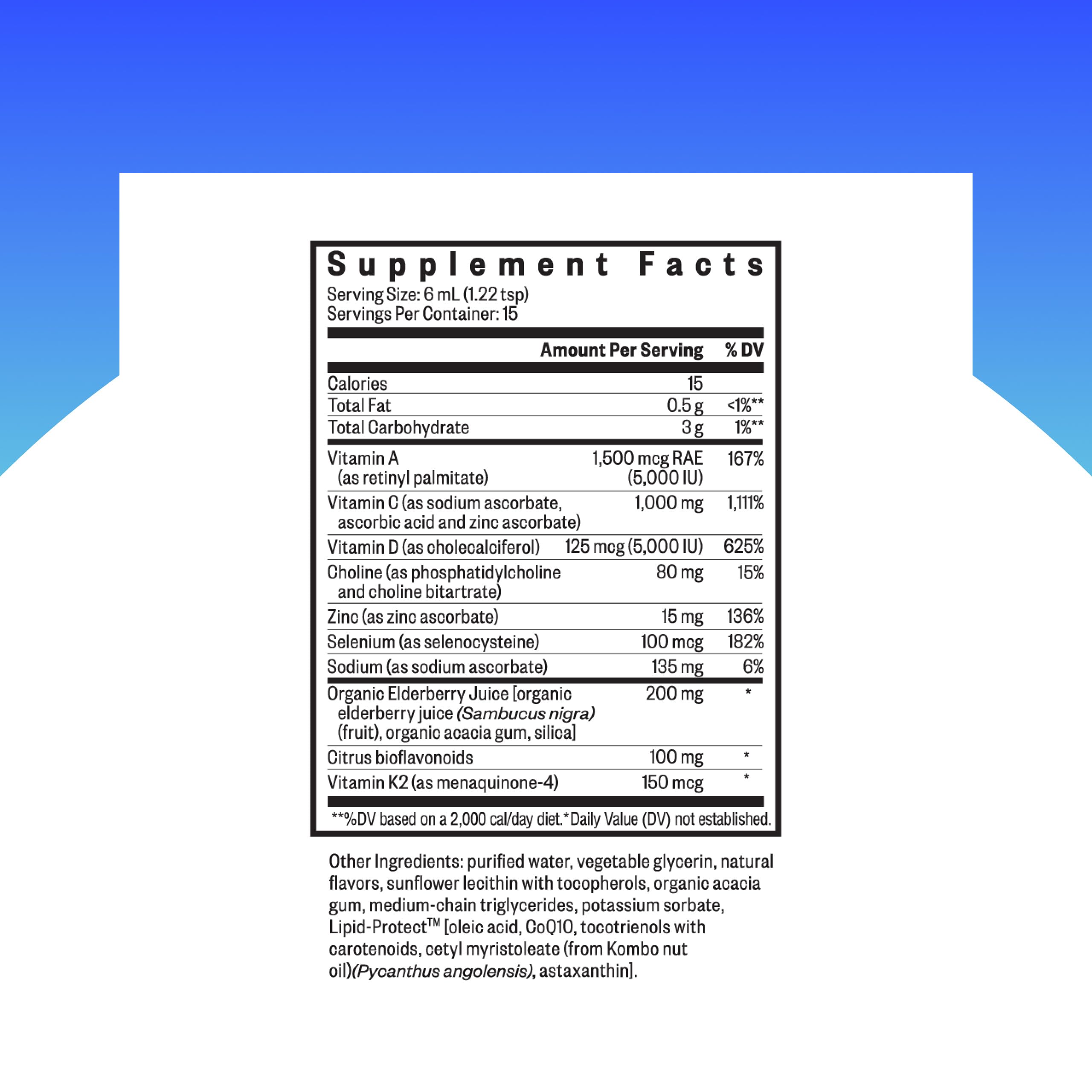Close-up of Seeking Health Immune Intensive liquid bottle