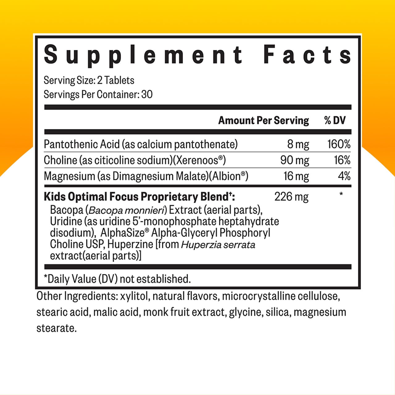 Front view of Seeking Health Kids Optimal Focus bottle