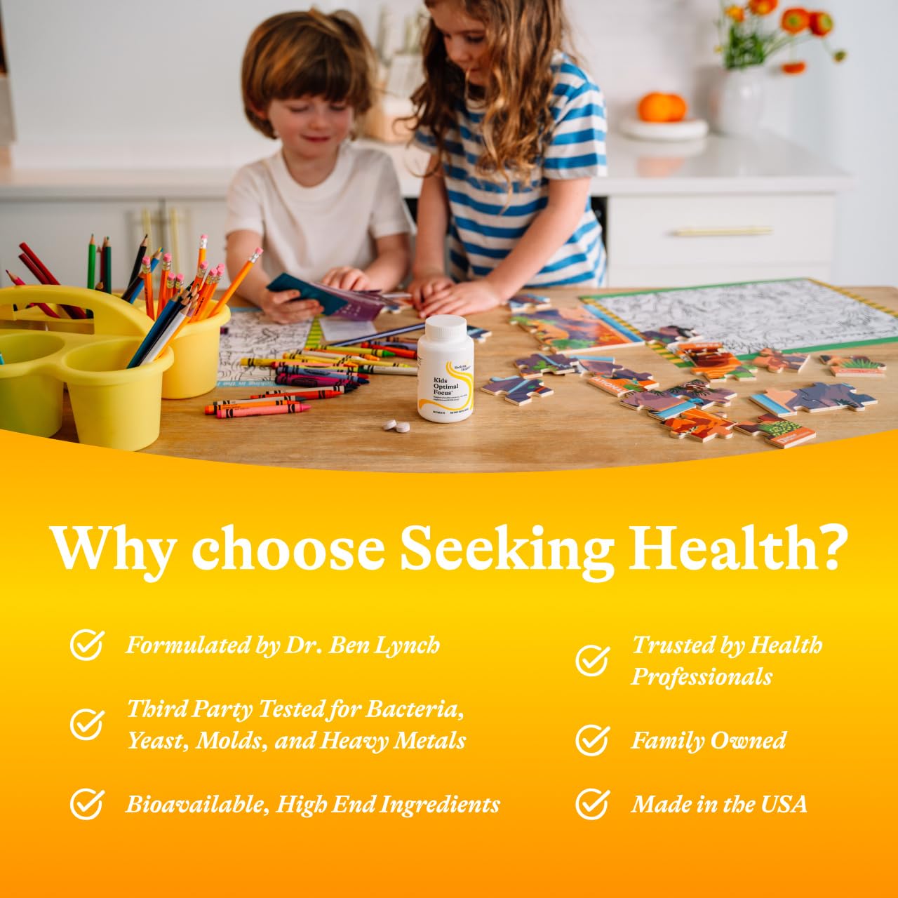 Child using a chewable tablet from Seeking Health Kids Optimal Focus