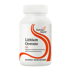Seeking Health Lithium Orotate bottle with label – 5 mg per capsule