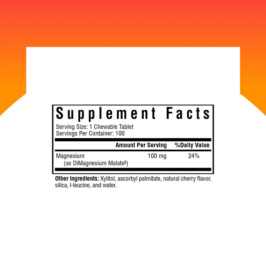 Close-up of the magnesium malate chewable tablet