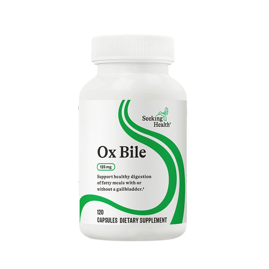Seeking Health Ox Bile 125 mg bottle and capsules