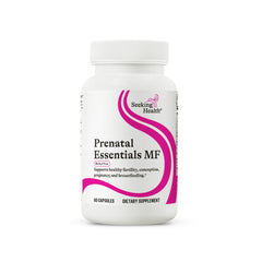Hero image of Seeking Health Prenatal Essentials MF bottle and packaging