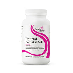 Bottle of Seeking Health Optimal Prenatal Methyl-Free vitamins