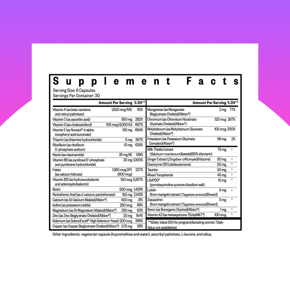 Close-up of methyl-free prenatal capsules