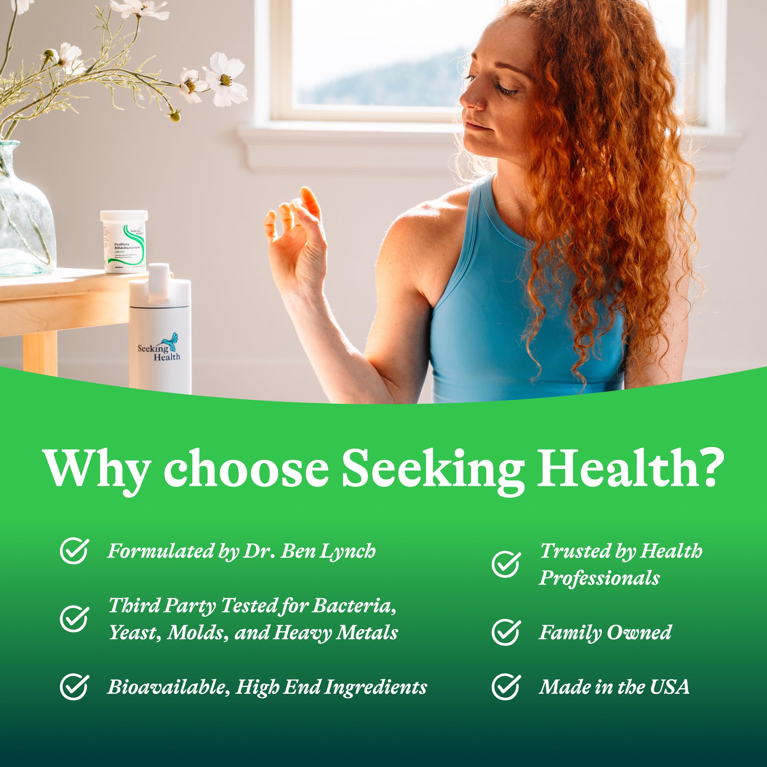 Seeking Health ProBiota Bifidobacterium digestive health concept with bottle