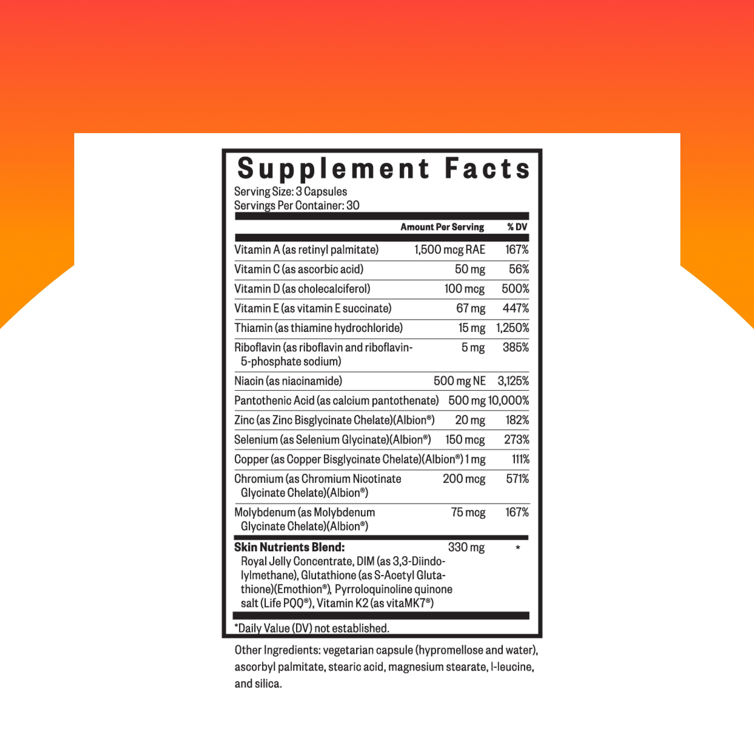 Seeking Health Skin Nutrients bottle with capsules displayed