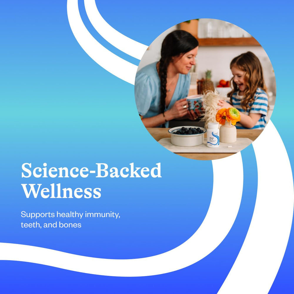 Graphic highlighting immune support and bone health benefits