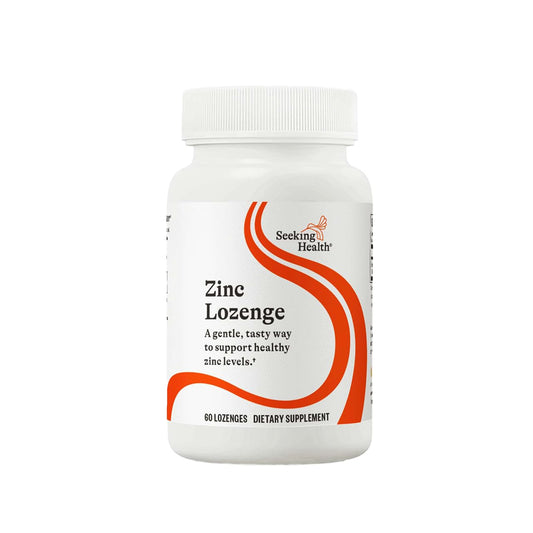 Front label of Seeking Health Zinc Chewable bottle with 60 lozenges
