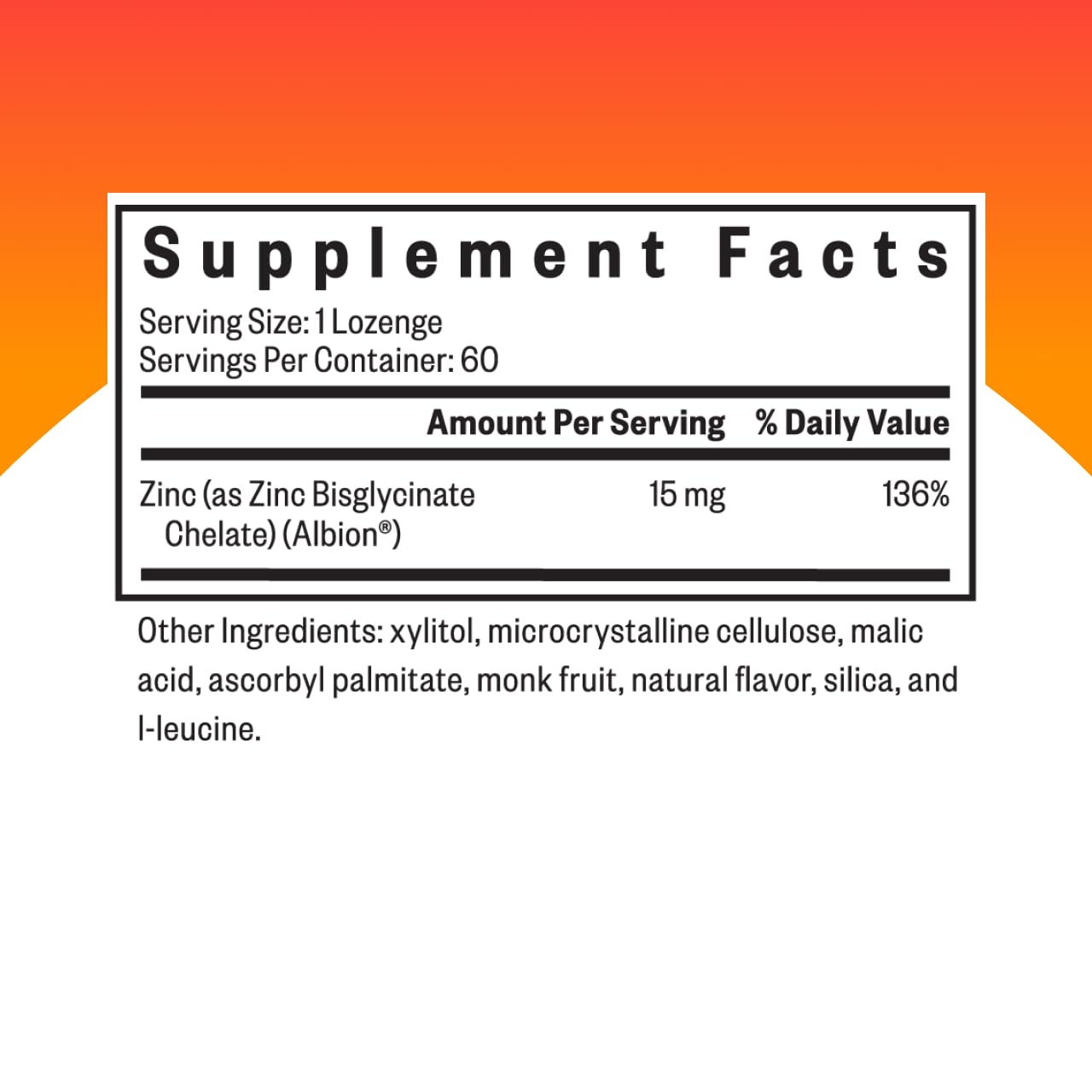 Packaging for Seeking Health Zinc Chewable 60 lozenges