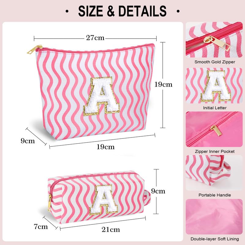 SEFORICO Initial Makeup Bag features a stylish wavy stripe design for organized cosmetics.