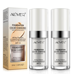 Sefudun colour-changing foundation beads visible as the formula adapts to your skin tone.
