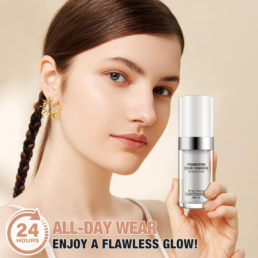 Sefudun silky finish demonstrated as the foundation blends into skin.