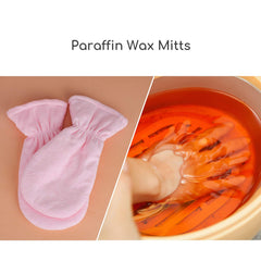 Segbeauty Thick Paraffin Mitts on hand demonstrate easy slip-on fit for quick spa sessions.