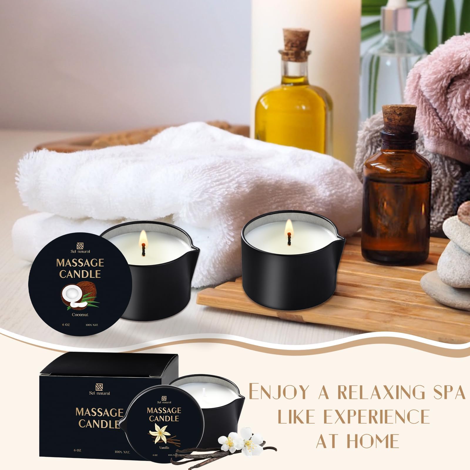 Sel Natural low-temp candles create cozy ambience while moisturizing skin