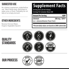 Selenium 200 mcg Selenomethionine bottle with dropper (2 oz) - 300 servings