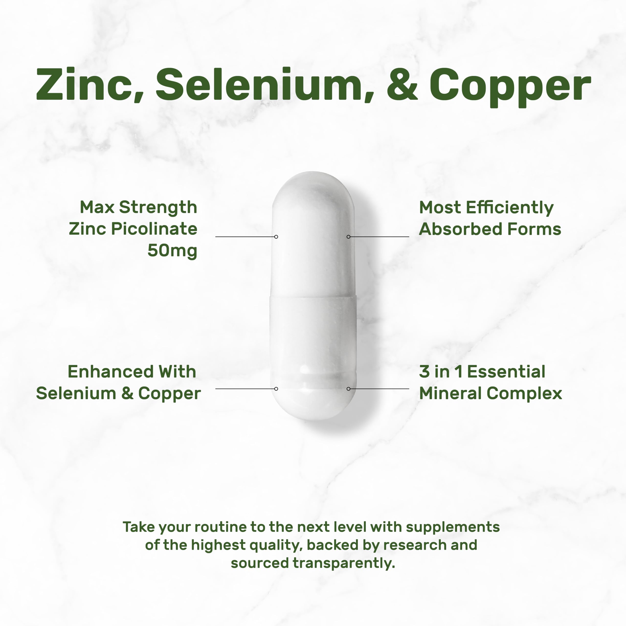 Label showing zinc, selenium, and copper content
