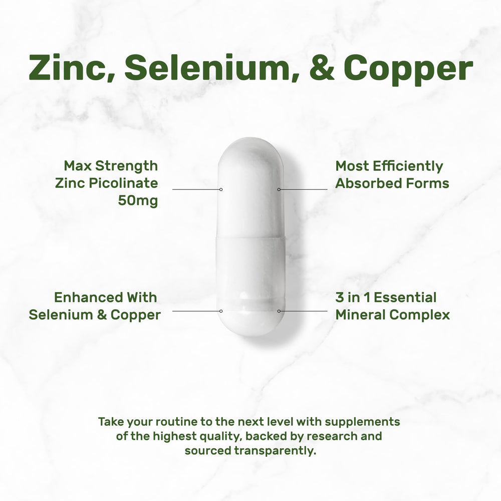 Label showing zinc, selenium, and copper content