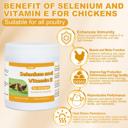 Fine powder being poured into poultry feed for vitamin E and selenium