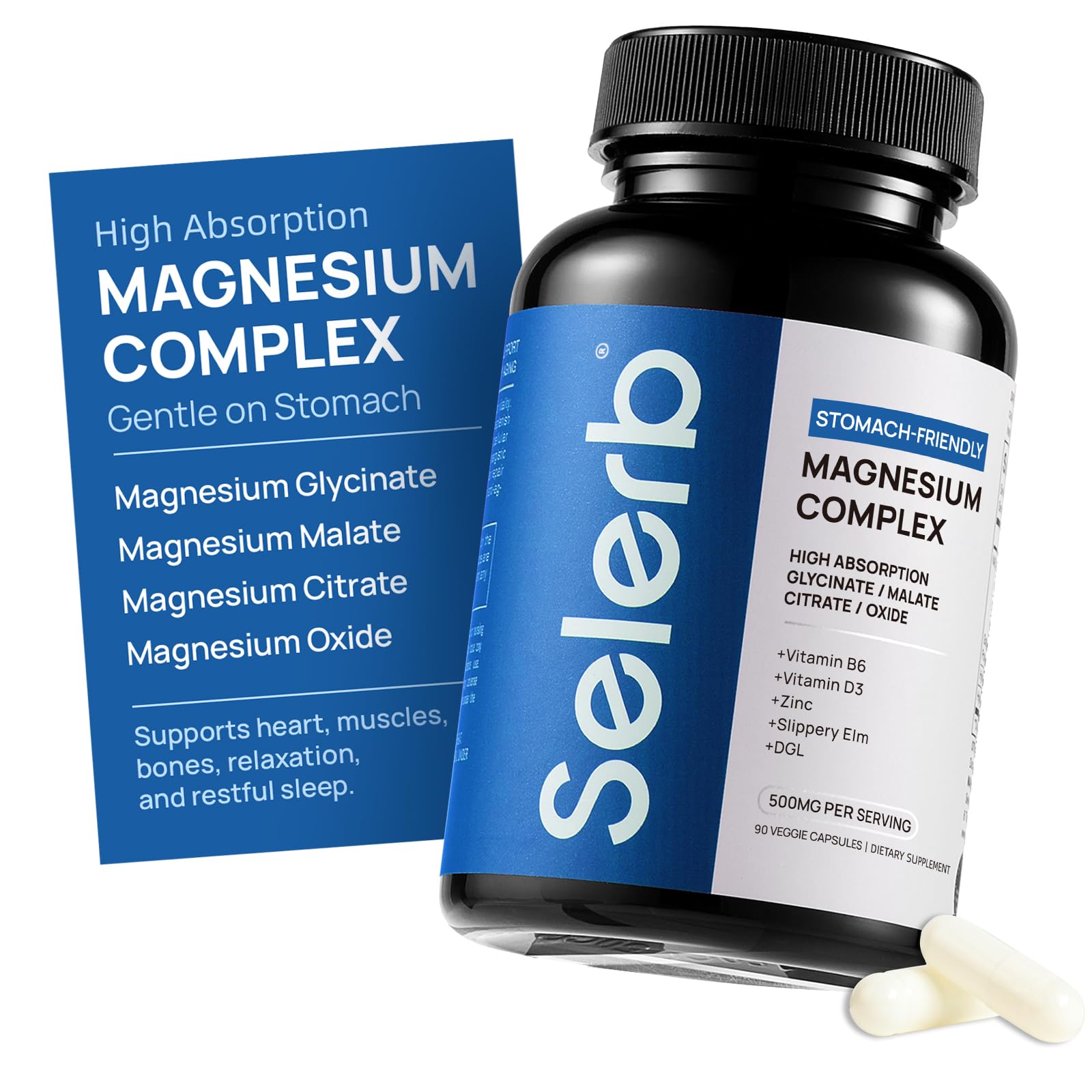 Front view of Selerb Magnesium Complex bottle (90 capsules)