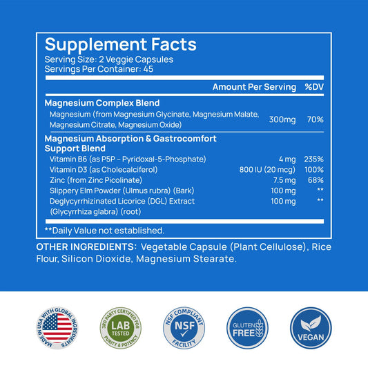 Product label detailing ingredients and dosage of Selerb Magnesium Complex