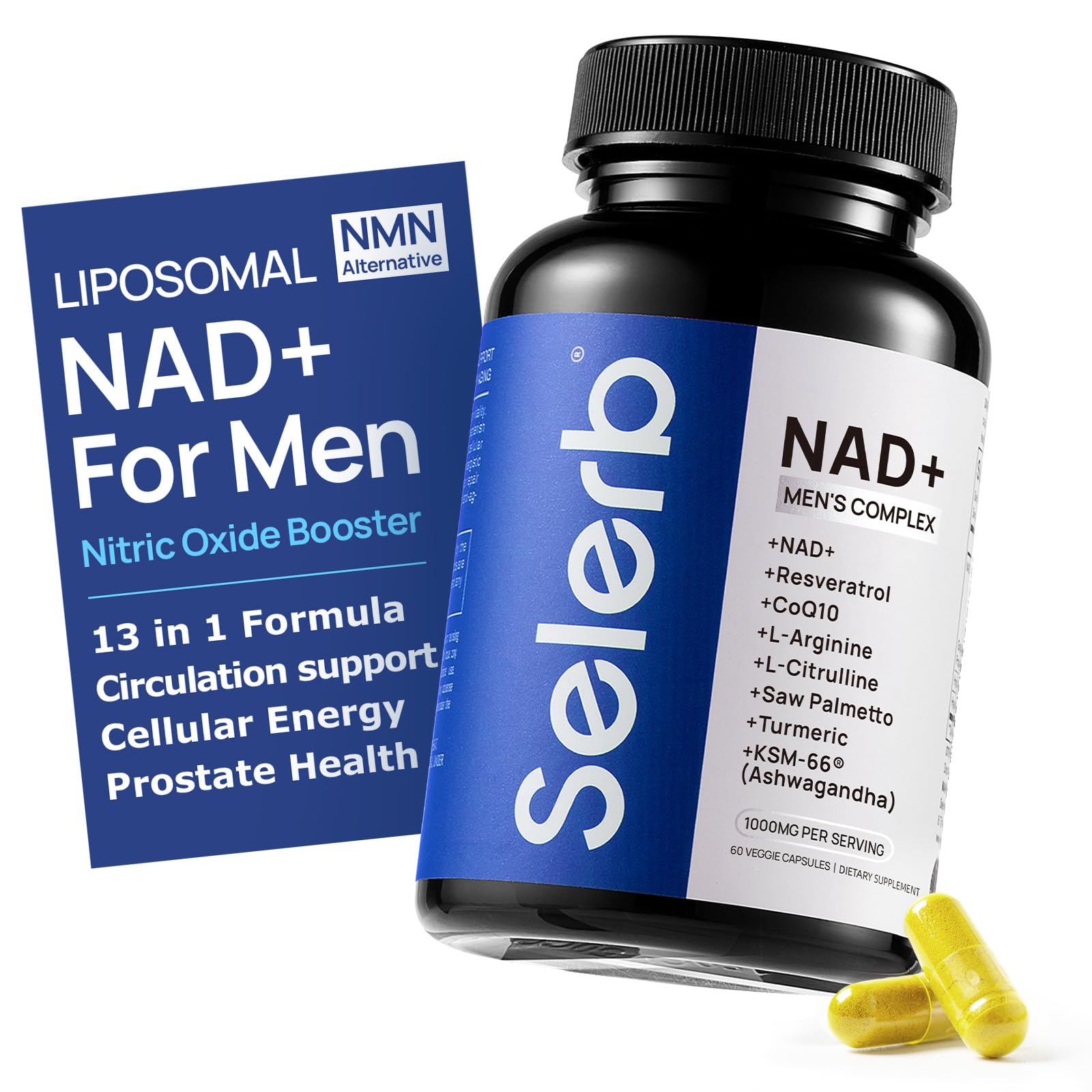 Selerb NAD+ for Men bottle with 60 capsules