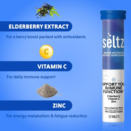 Back view of Seltz Berry Immune Support package label