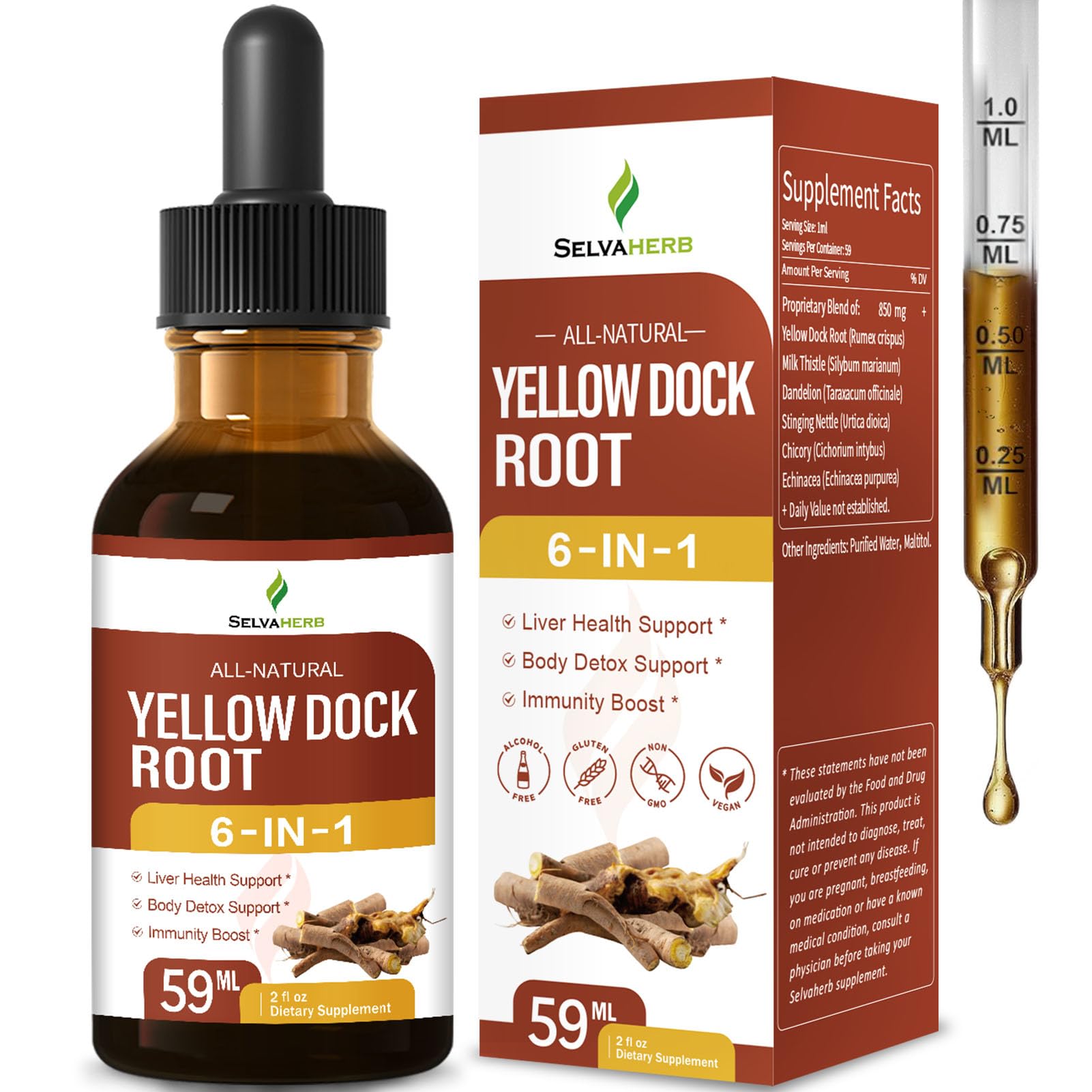 Selvaherb Yellow Dock Root Organic Drops bottle – 2oz